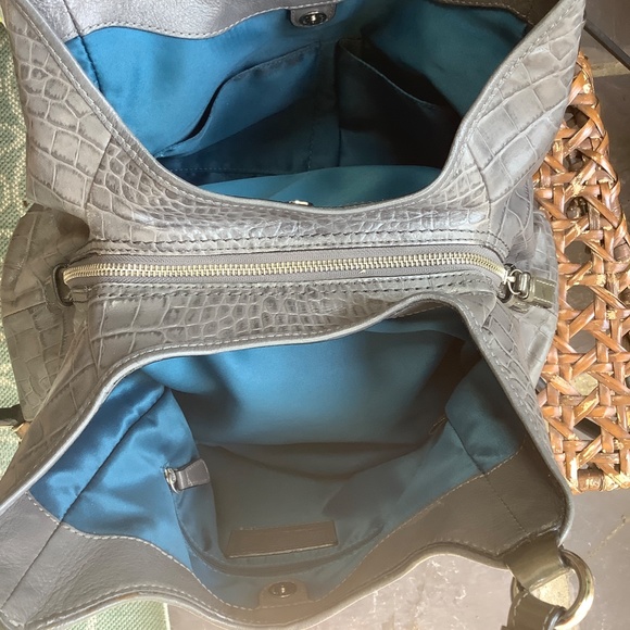 Coach Grey Reptile Pattern Section Handbag - Picture 3 of 4